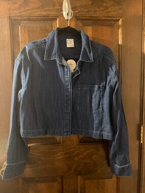NWT Aerie by Offline Cropped Dark Indigo Button Down Jean Shirt Jacket- Sz Small